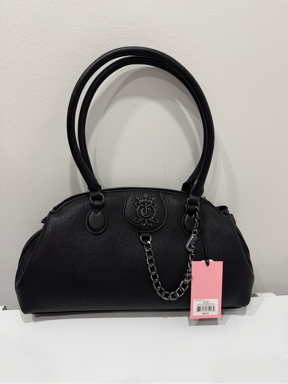 Juicy Couture Black Dome Satchel with Chain Detail